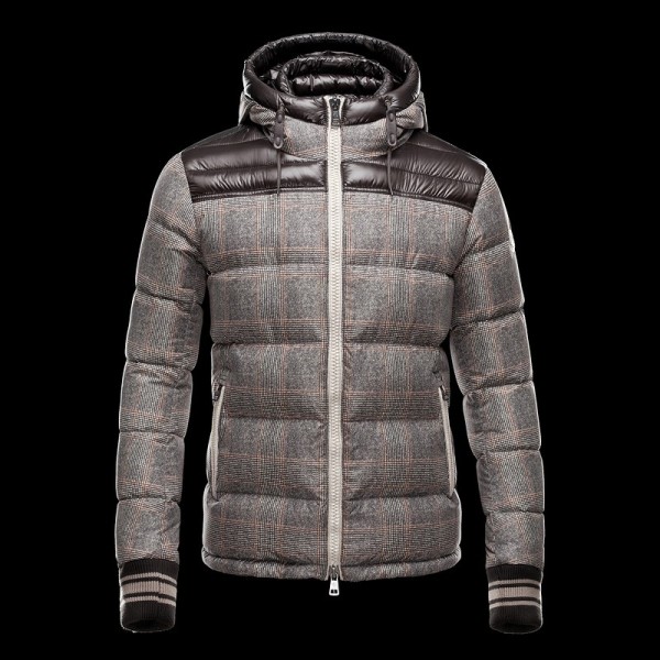 Moncler Semplice Marrone E Grigio Zipper Slash e tasche Whorl Uomo Cappotti uscita